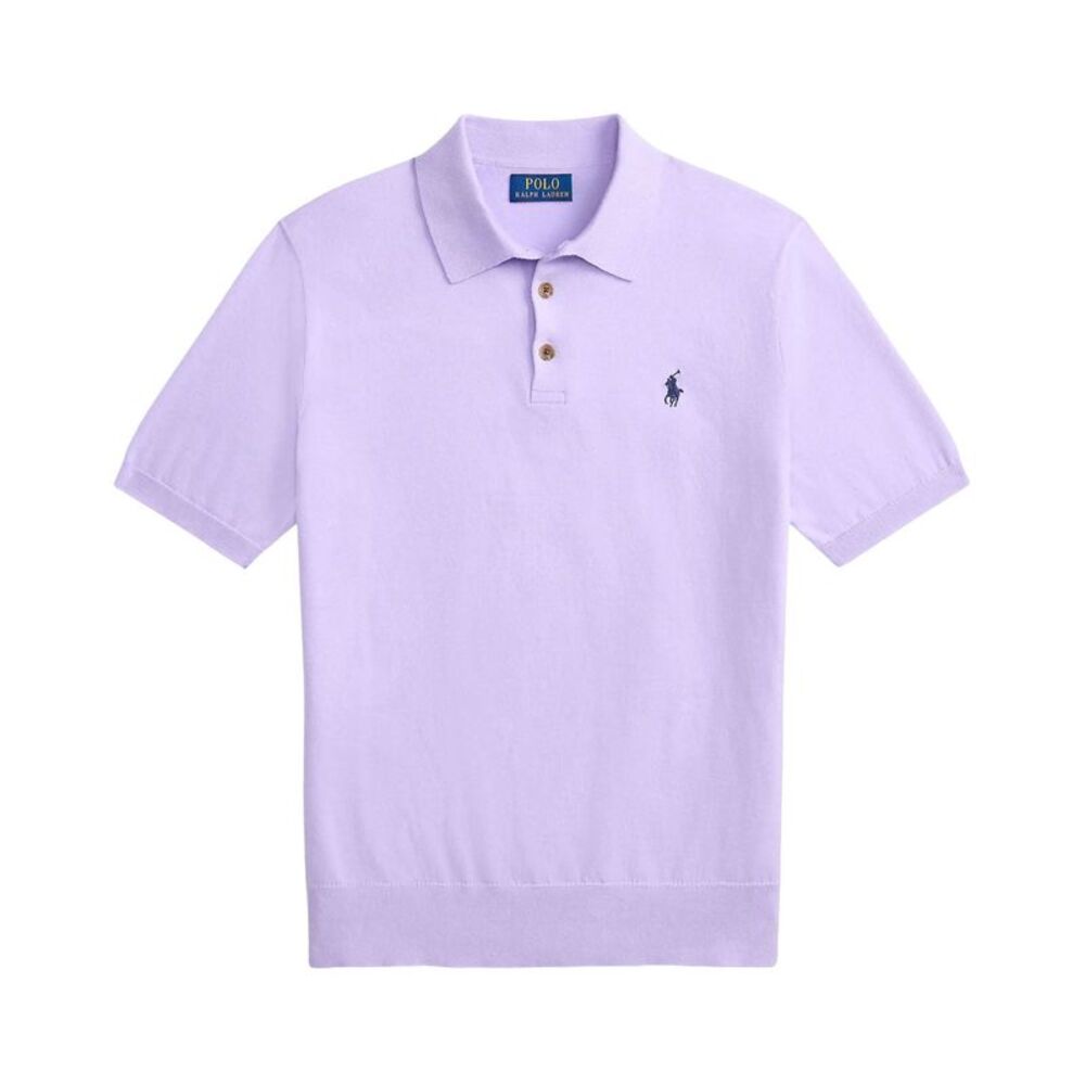 Polo Ralph Lauren Mens Polo-Collar Sweater Shirt Medium Powder Purple - NWT